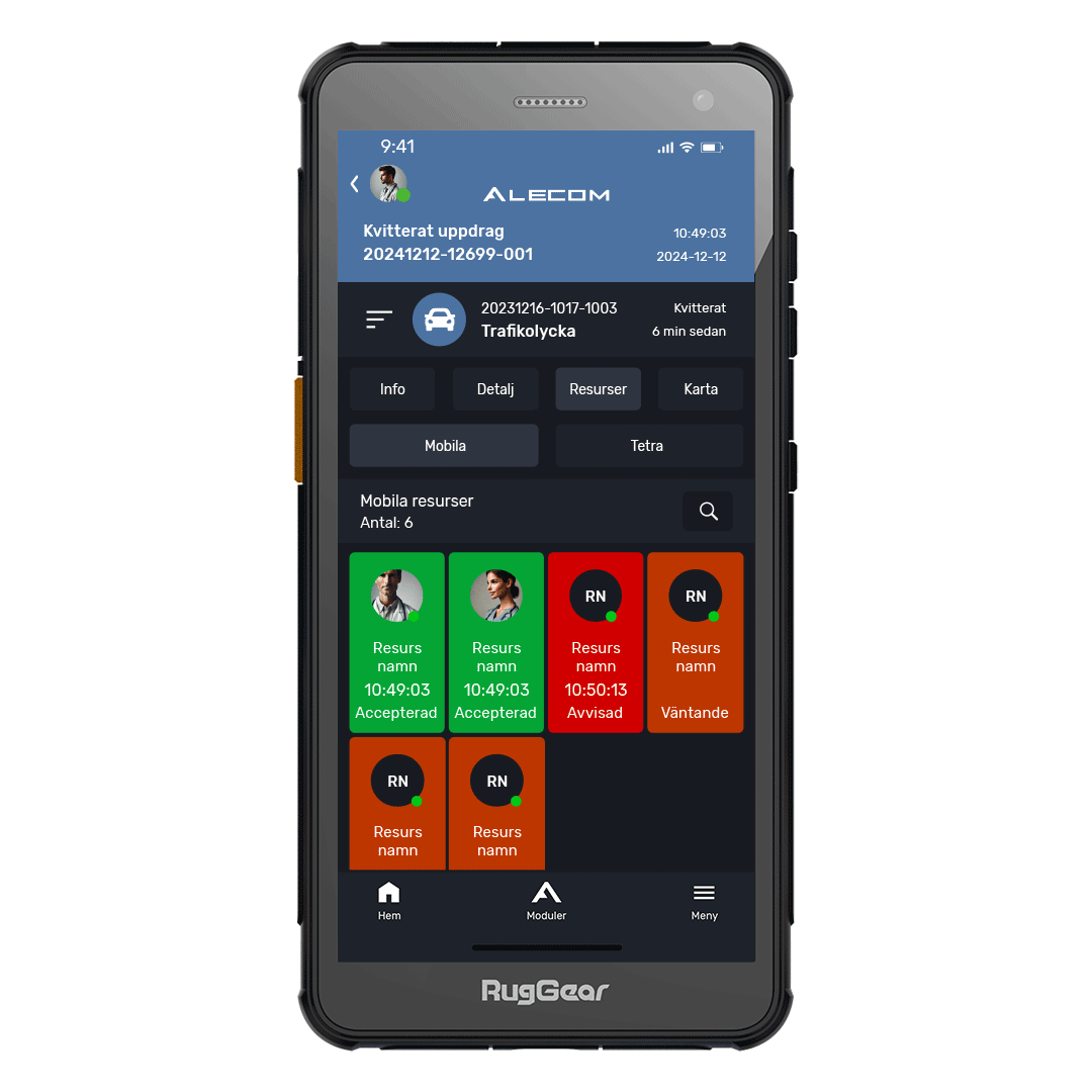 RugGear RG655 med Alecom 112 app