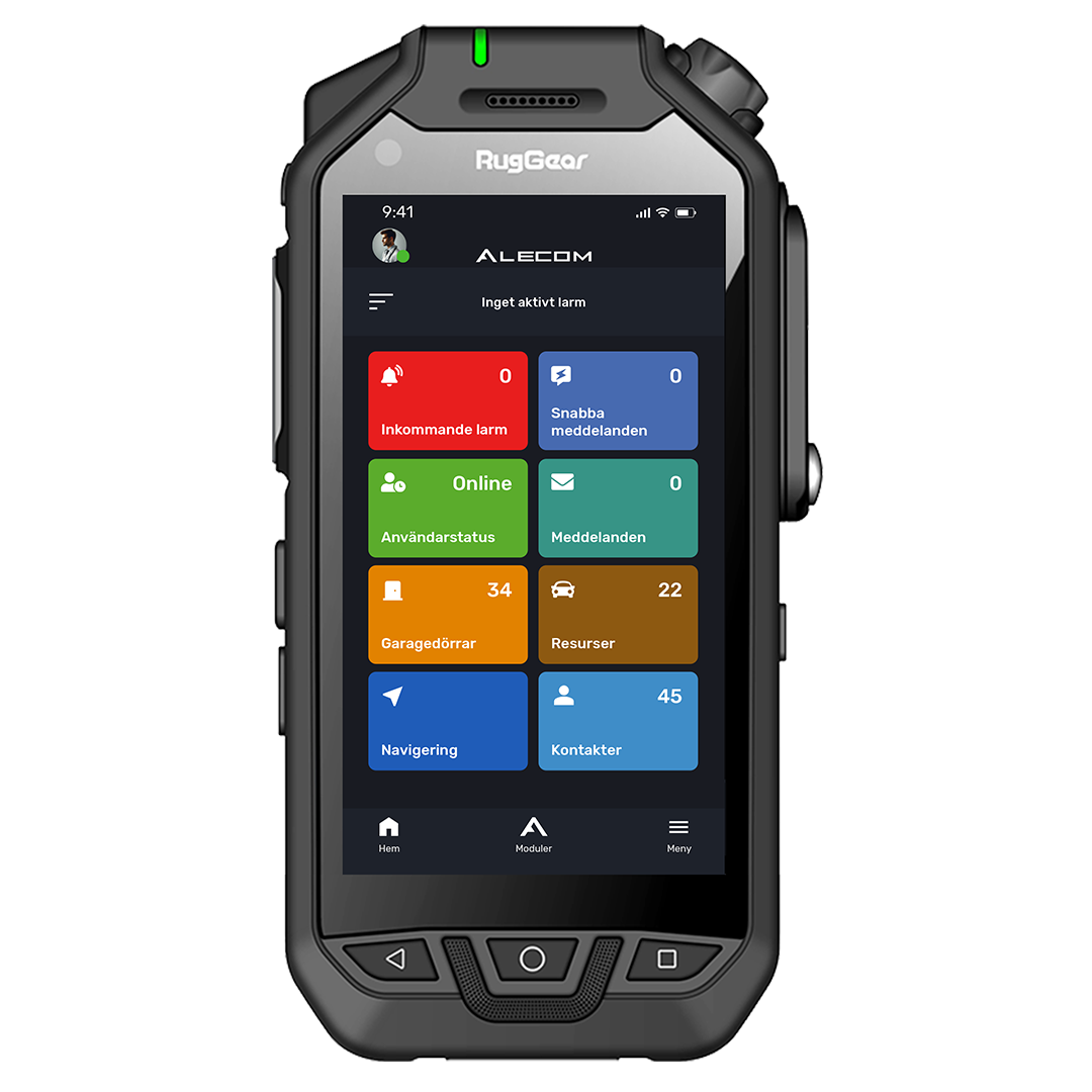 RugGear 750 med Alecom 112 app
