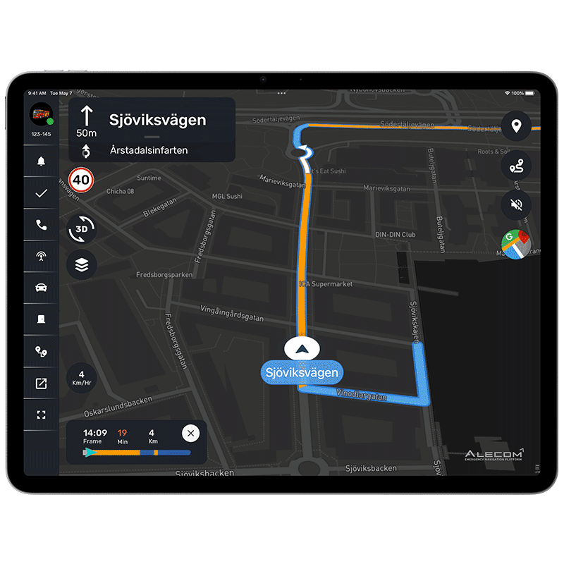 Valfri navigering i Alecom AENP app