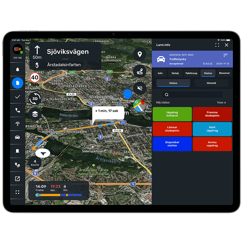 Status knappar i Alecom AENP App