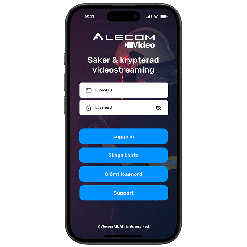 Logga in i Alecom Video app