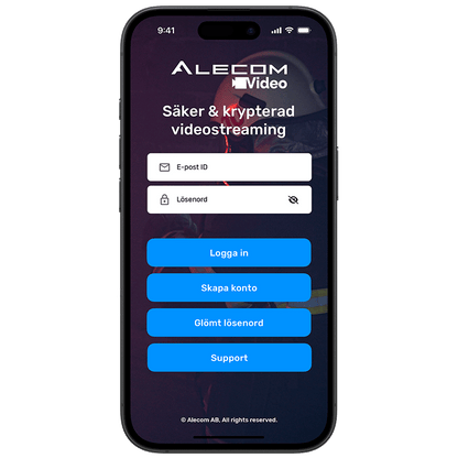 Logga in i Alecom Video app